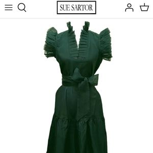 Sue Sartor Firenze Dress in Hunter Green Organza Silk